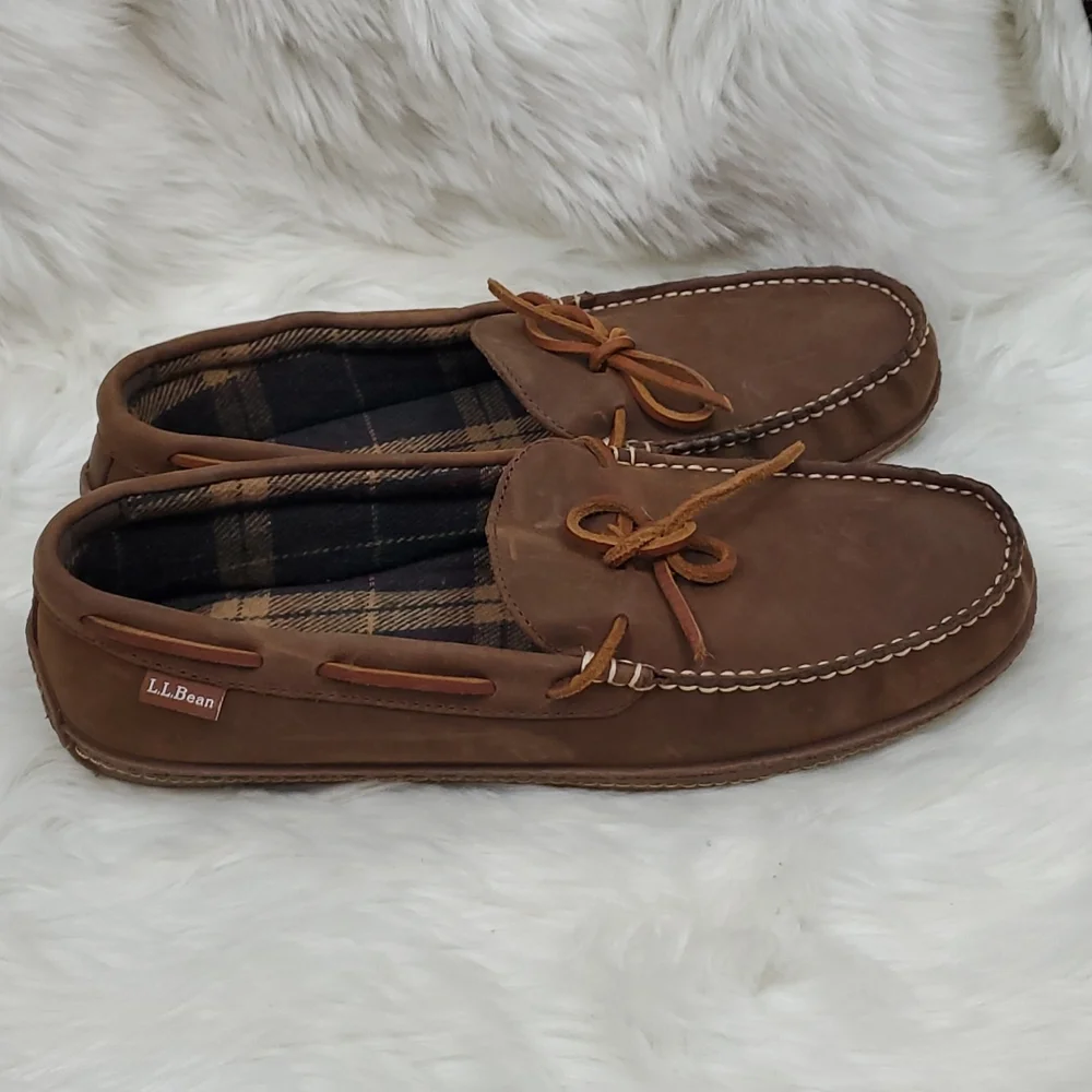 L.L.Bean brown suede slip on shoes slippers men size 12